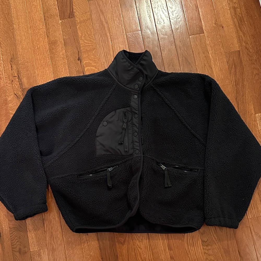 Free people hit the slopes fleece/sherpa jacket